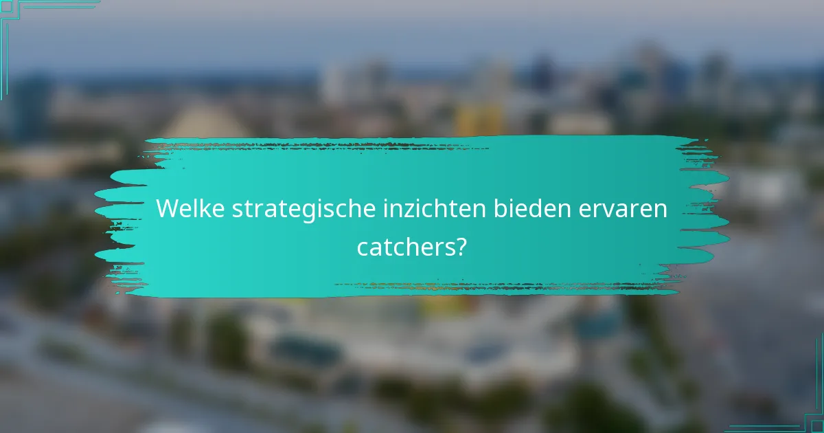 Welke strategische inzichten bieden ervaren catchers?